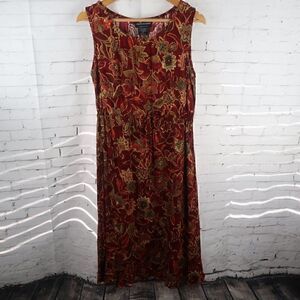 connected apparel Red Floral Maxi Dress with Green Accents